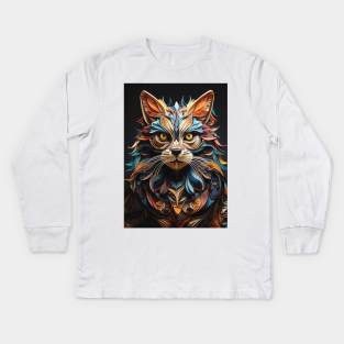 Cat Fold Art Style Kids Long Sleeve T-Shirt